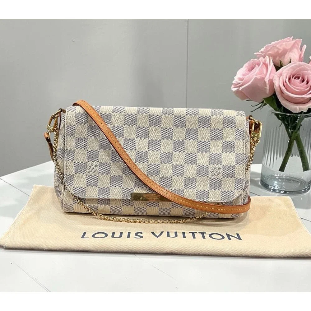 Louis Vuitton Damier Azur Favorite MM Duster & Certificate Of Authenticity